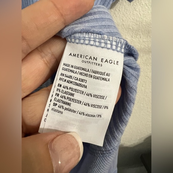 American Eagle Blue Oversized Ribbed Hi-Low Tunic Tee Size Medium - Picture 5 of 7